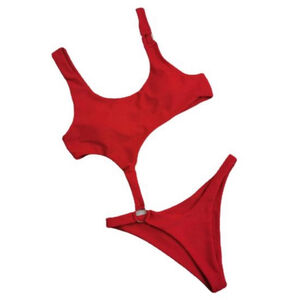 Red Asymmetrical Cutout Monokini Swimsuit Pool Party Beach – Size XL